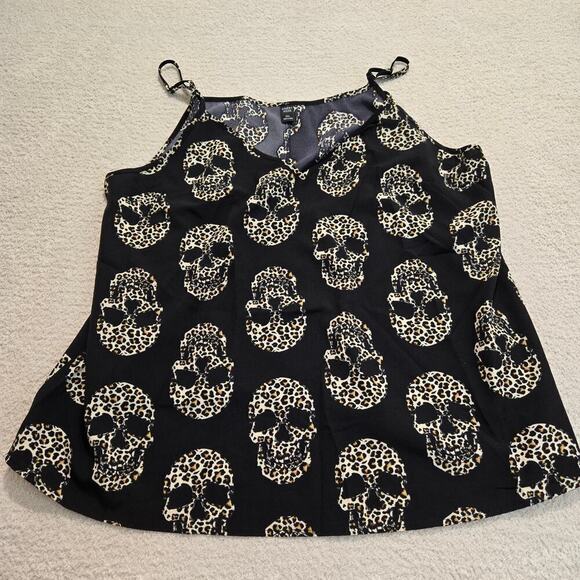 Emery Rose Tops - Emery Rose Cami Tank Top with Leopard Print Skulls Women's Size 3XL